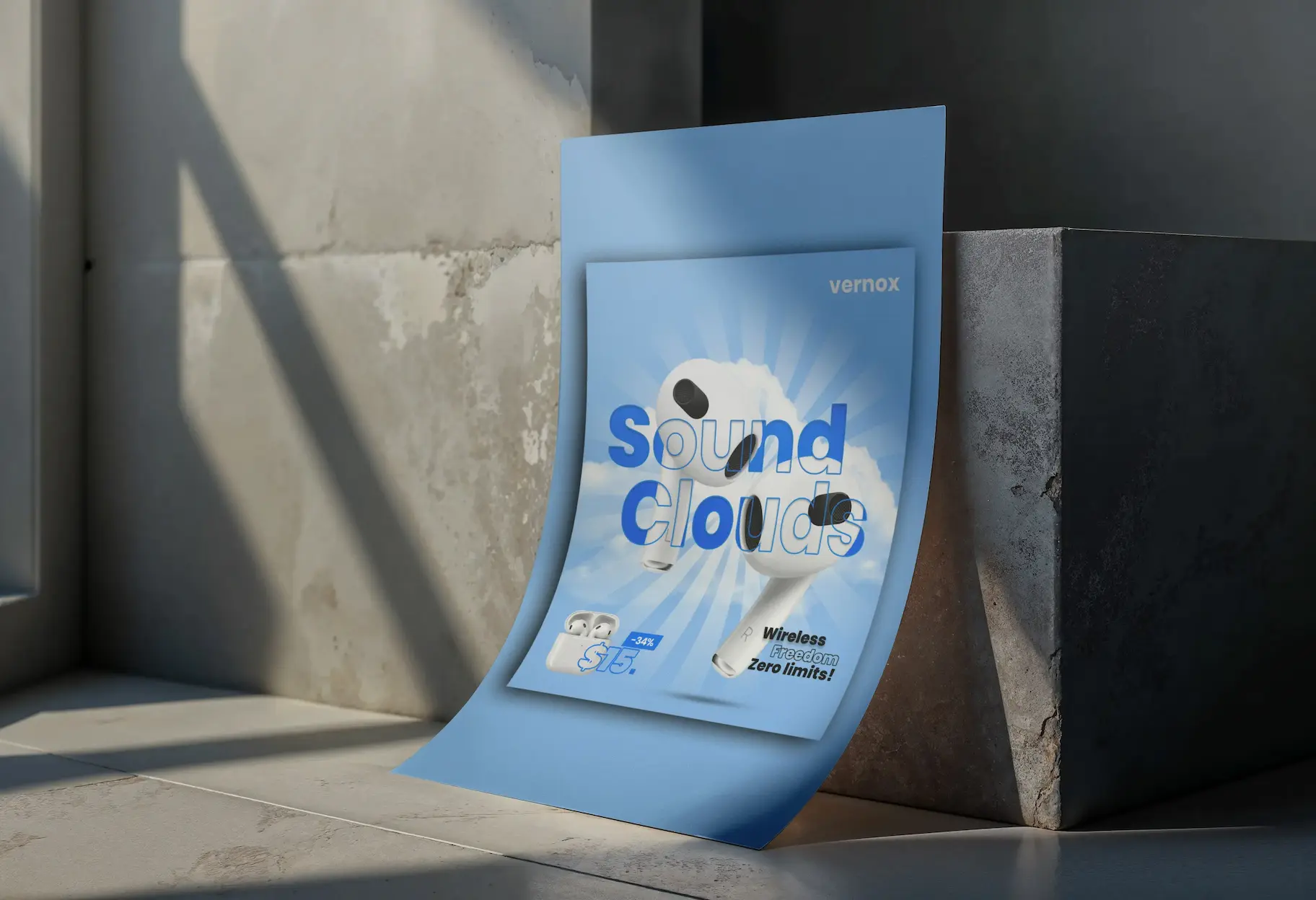 Creative portfolio airpods flyer mockup